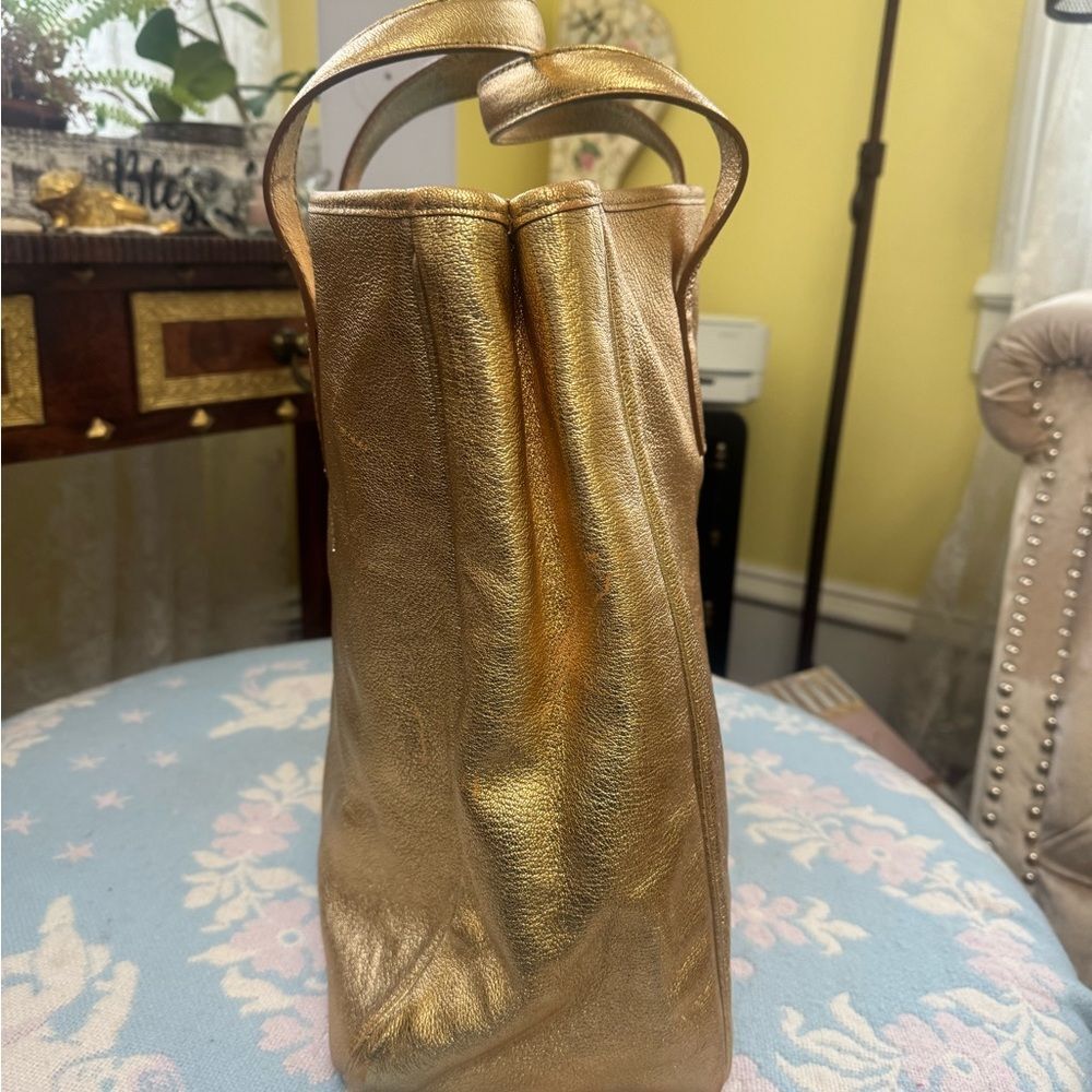 LARGE *Yves Saint Laurent* YSL Paris Metallic Gold Y-Mail Postale Rive’ Gauche - Picture 9 of 16